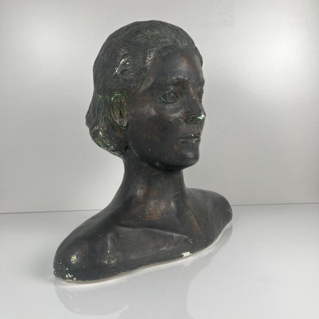 Neoclassical Style Plaster Bust of a Woman by M. Mongey, 20th Century For Sale - Image 17 of 17