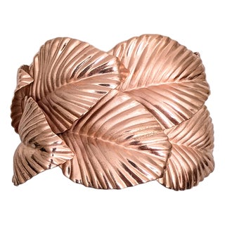 Vintage 1982 Signed Napier Book Piece Wide Leaves Bracelet For Sale