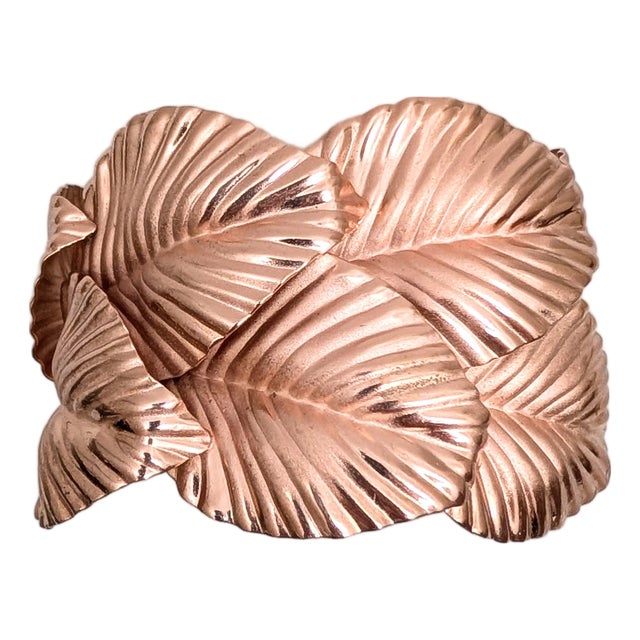 Vintage 1982 Signed Napier Book Piece Wide Leaves Bracelet For Sale