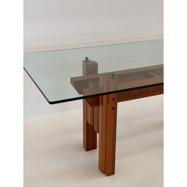 Wooden Dining Table with Glass Top, 1970s For Sale - Image 6 of 16