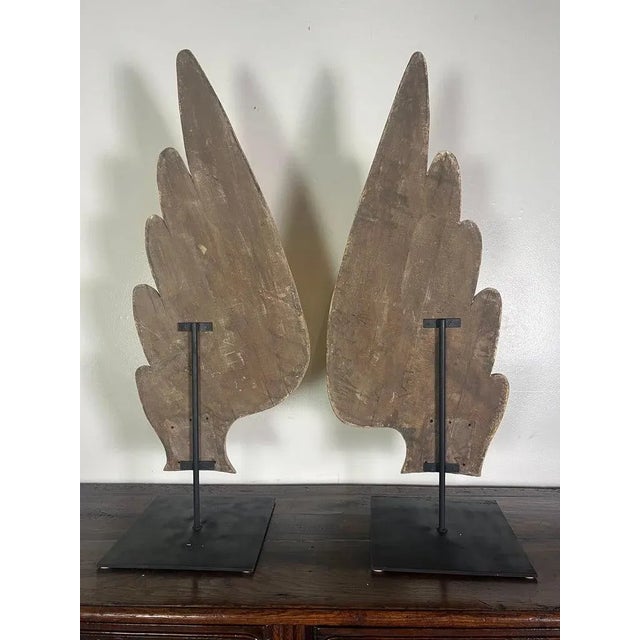 Baroque 19th Century Italian Baroque Giltwood Wings on Iron Bases For Sale - Image 3 of 11