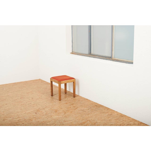 Red Wooden Stool with Red Seat Cushion from Horgenglarus For Sale - Image 8 of 10
