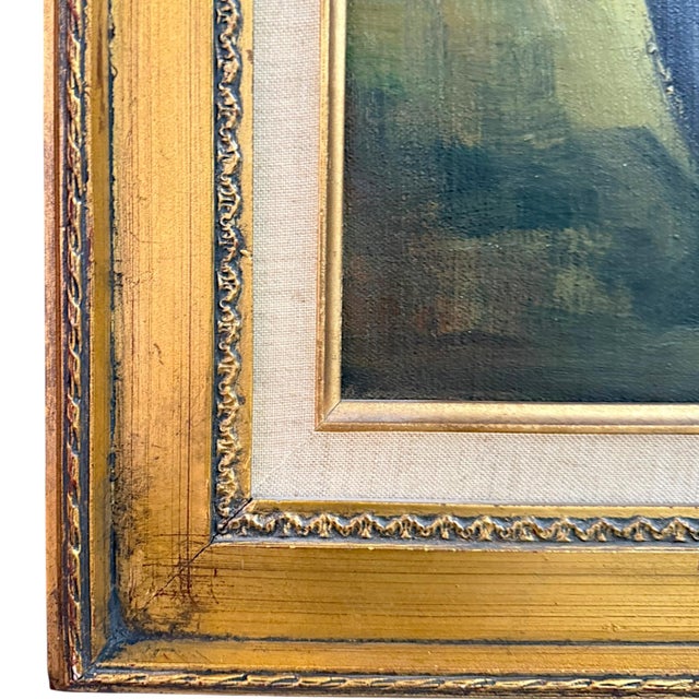 Orange Vintage Floral Still Life Painting Oil on Canvas - Signed For Sale - Image 8 of 11