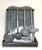 Vintage Gray Enamelware Graniteware Utensil Rack Holder with 4 Gray Utensils. 20 inches tall by 14 inches wide Drip pan is...