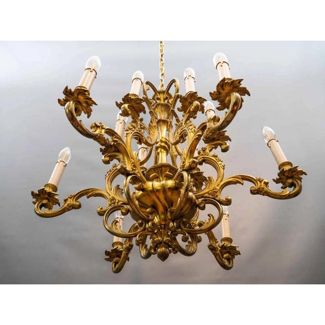 Goldenrod Large Bronze Chandelier from Maison Lucien Gau, Paris For Sale - Image 8 of 18