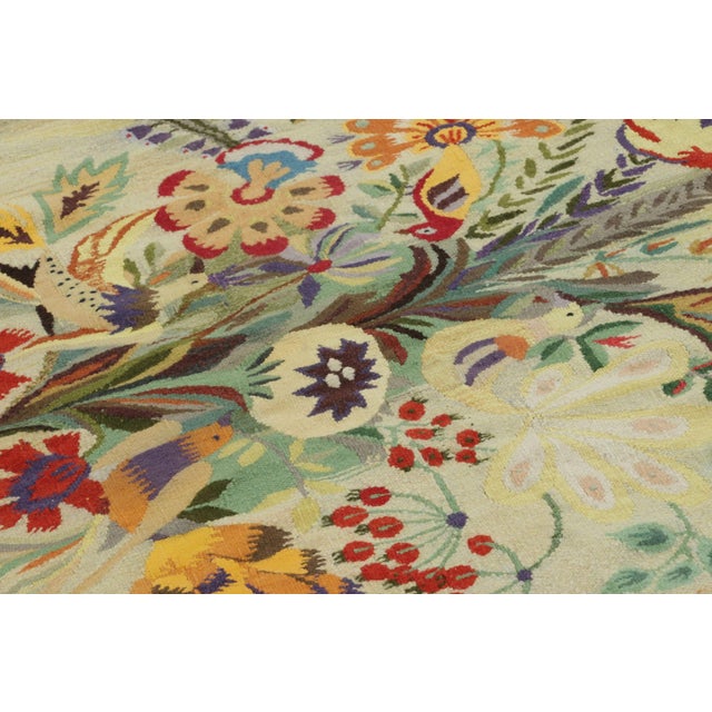 1980s Signed Aline Leduc-Durand Aubusson Tapestry, Folk Floral Bouquet - Rug & Kilim For Sale - Image 5 of 9