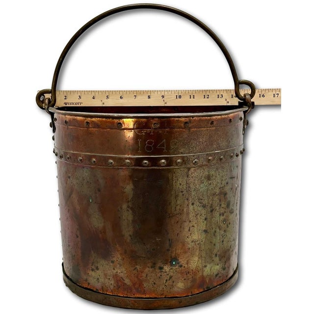 Outstanding & Rare Large Antique American Hand Wrought Heavy Solid Copper Farm Utility Pail - Bucket Dated 1849 For Sale In Boston - Image 6 of 18