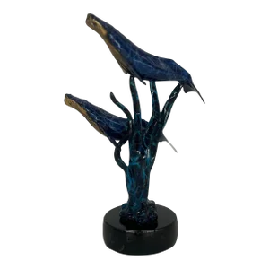 Attributed: Robert Wyland "Mother & Child" Enameled Bronze Whale Sculpture