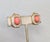 Metal Vintage 1960s Signed Panetta Goldtone Cabochon Faux-Coral & Clear Rhinestone Clip Earrings-2 Pieces For Sale - Image 7 of 9