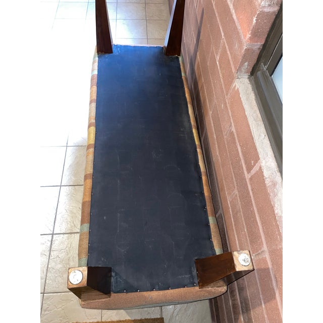 Vintage 1960s Ralph Lauren Inspired Wool Kilim Style Three Seat Upholstered Bench For Sale In Chicago - Image 6 of 10