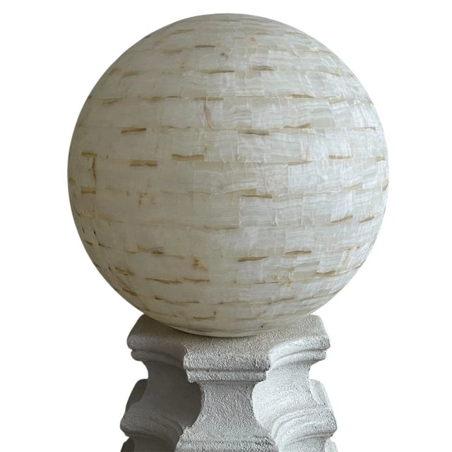 Oversized Pair of Onyx Floor Lamps With Sculptural Base. u.s.a. 1980's For Sale - Image 4 of 6