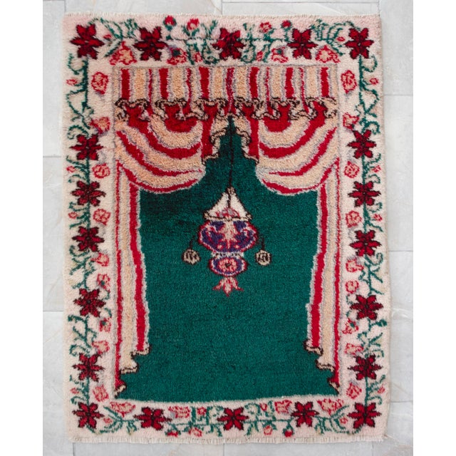 Vintage Hand-Knotted Turkish Prayer Rug Ultra Soft Organic Wool Rug Oriental Rug- 2'9 X 3'7" For Sale - Image 4 of 10