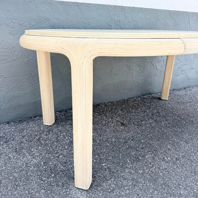 Beige Boho Chic Pencil Reed Extendable Dining Table For Sale - Image 8 of 10