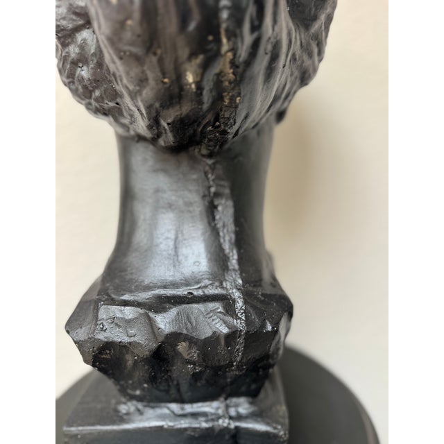 Black Neoclassical Female Bust Garden Sculpture in Cast Concrete For Sale - Image 8 of 9