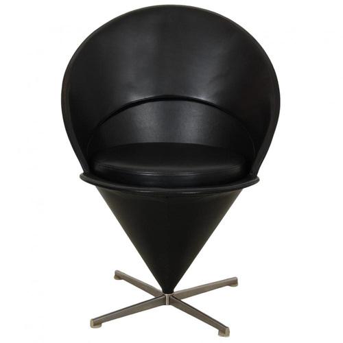 Black Leather Cone Chair by Verner Panton, 1990s For Sale - Image 10 of 10