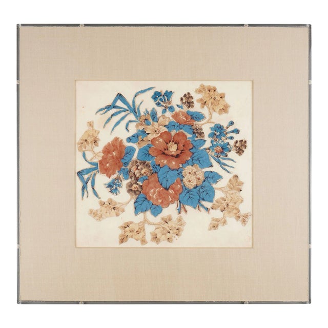 American Floral Chintz Appliqué Quilt Square, 1825-50 For Sale