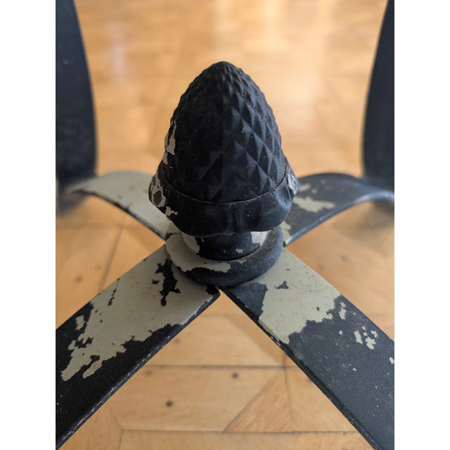 Mid 20th Century Vintage Distressed Wrought Iron & Glass Garden Side Table For Sale - Image 5 of 9