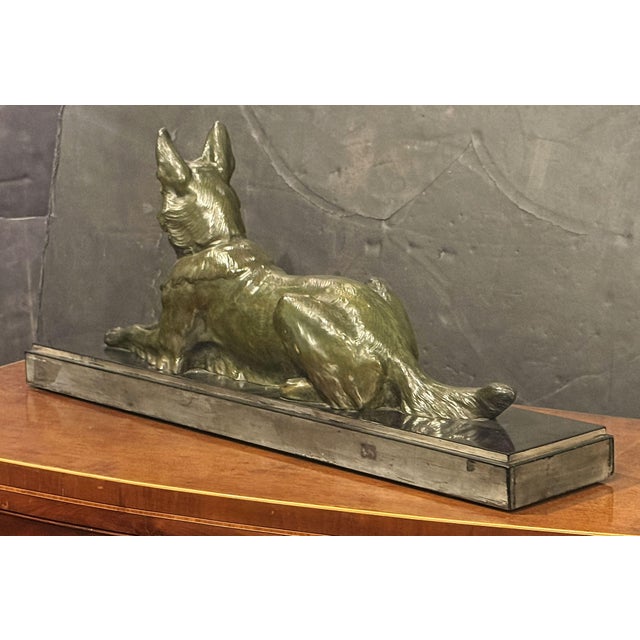 French Alsatian Dog Sculpture of Patinated Bronze by Jules Edmond Masson For Sale In Austin - Image 6 of 12