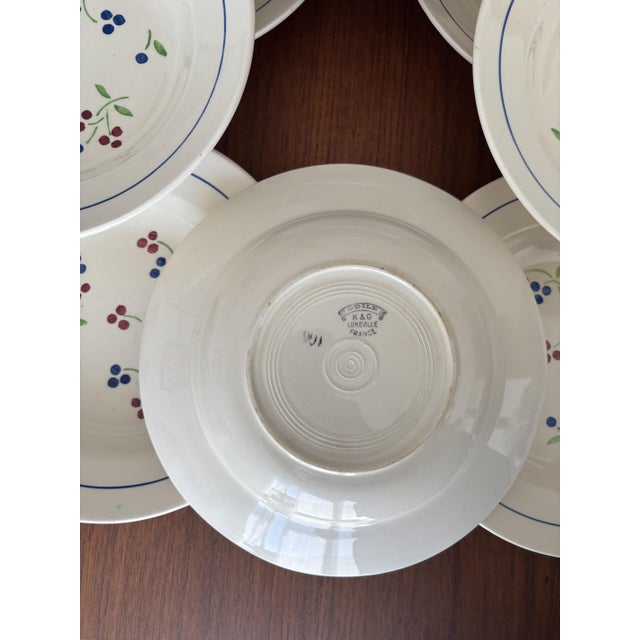 1950s Vintage Red and Blue Odile Soup Plates from KG Lunéville, 1950s, Set of 8 For Sale - Image 5 of 8