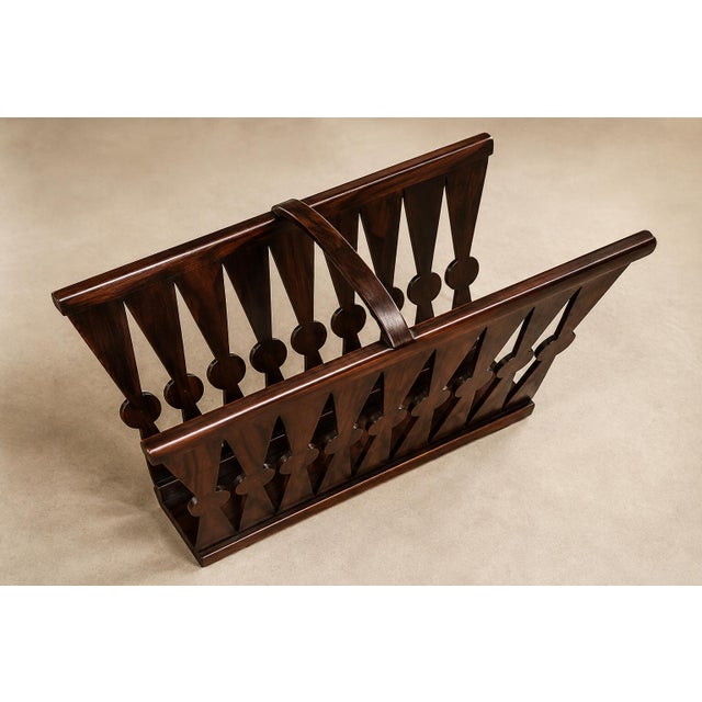 Brazilian Modern Sculptural Magazine Rack in Rosewood, Brazil, 1960s For Sale - Image 11 of 18