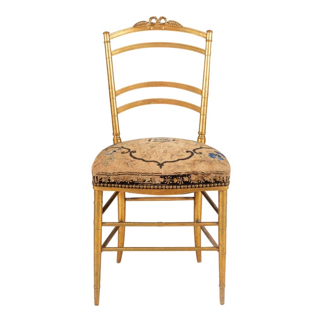 Mid 19th Century French Giltwood Salon Side Chair For Sale