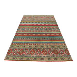 Khorjin Rug 9′ X 12′ Multicolor Wool Tribal Hand-Knotted Carpet