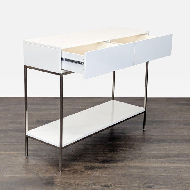 Contemporary West Elm White Lacquer Storage Console For Sale - Image 3 of 11