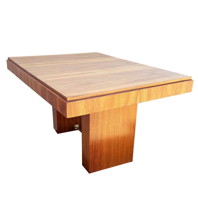 1940s Art Deco Geometric Walnut Dining Table Desk Inspired by Charles Dudouyt For Sale In Los Angeles - Image 6 of 12