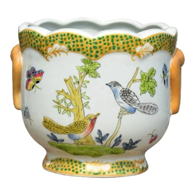 Chinoiserie Bird Cachepot For Sale