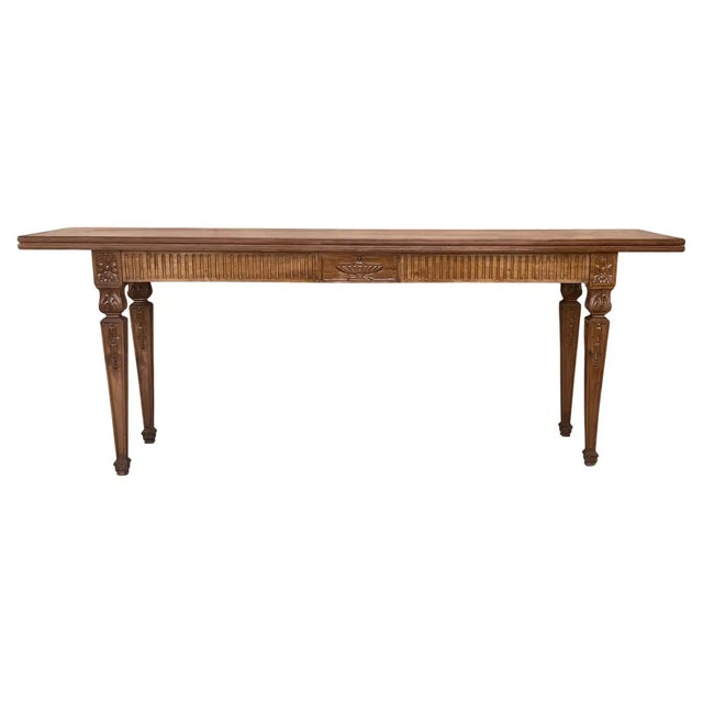 French Louis XVI Style Carved Oak Convertible Console or Dining Table For Sale - Image 13 of 13
