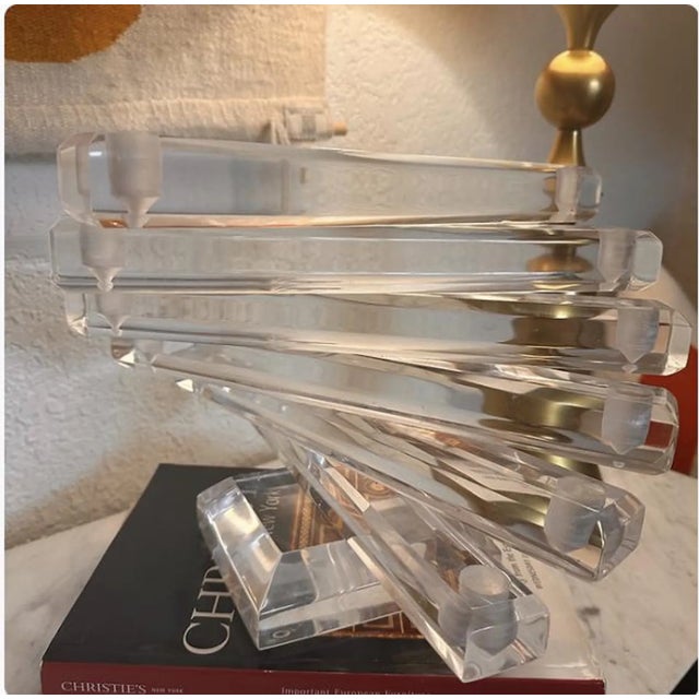 1960s Mid-Century Modern Spiral Lucite Candelabra Menorah For Sale - Image 9 of 12