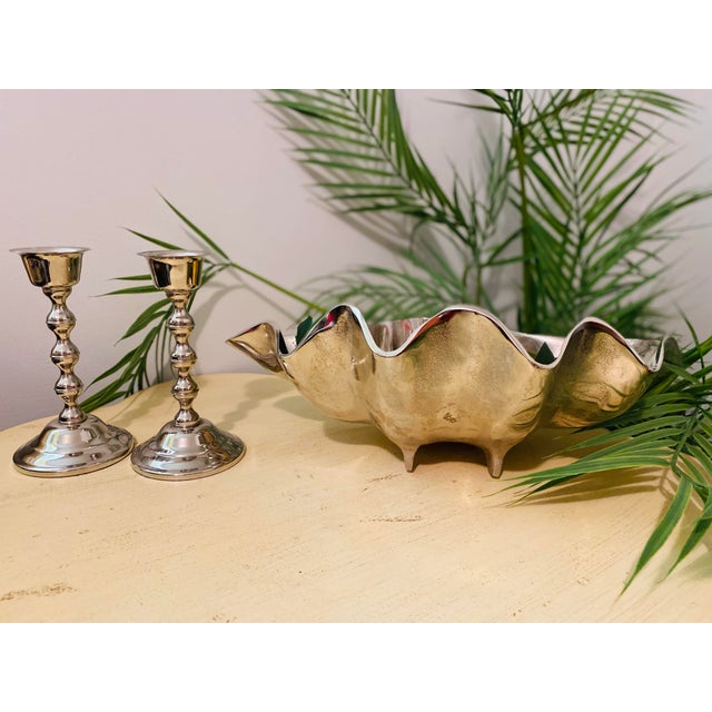 Metal Large Late 20th Century Aluminum Clam Shell Bowl For Sale - Image 7 of 10