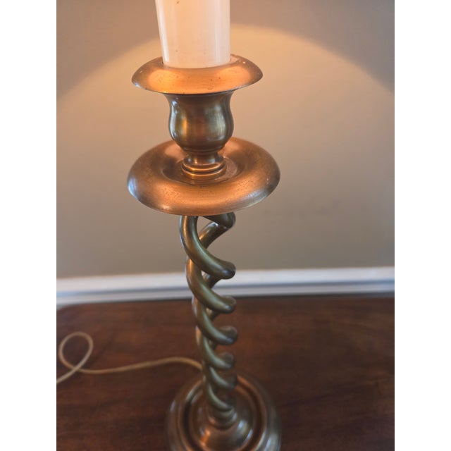 Late 20th Century Brass Finish Barley Twist Candlestick Lamp For Sale - Image 5 of 11