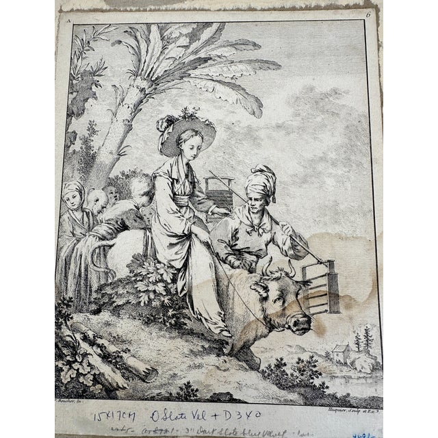 Antique French Engraving After Francois Boucher Huquier Framed For Sale - Image 12 of 15