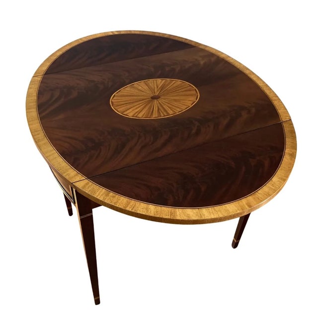 Late 20th Century Pair of Fine Hepplewhite Style Pembroke Mahogany Inlaid Tables by Councill Craftsman For Sale In Greenville, SC - Image 6 of 17