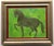 An elegant horse silhouette in shades of army , forest, lime greens with a burgundy border. Realism , Folk Art, English...