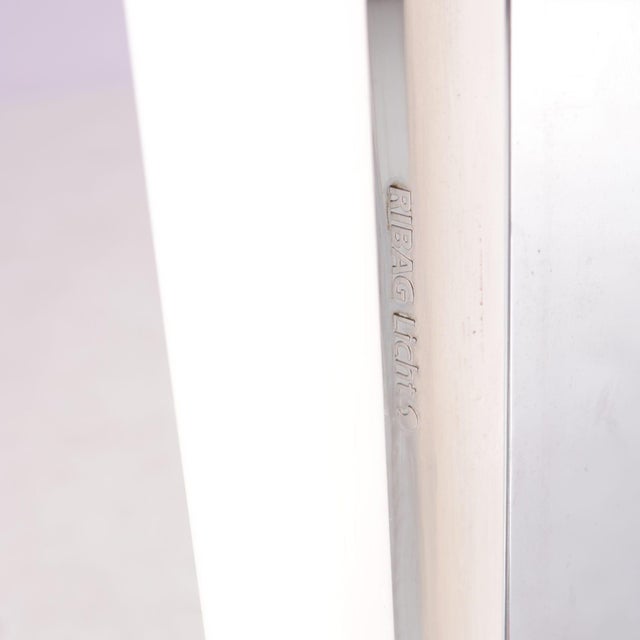 Modern Trapez Chrome Floor Lamp with White Tube by Erwin Egli for Ribag, Switzerland, 1990s For Sale - Image 3 of 12