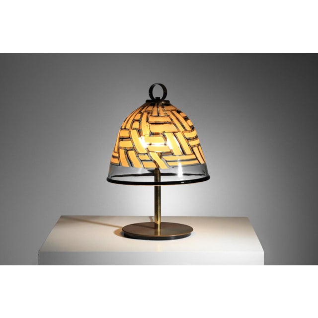 Metal 1970s Large Italian Barovier and Toso Table Lamp in Glass and Brass For Sale - Image 7 of 9