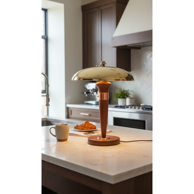 Art Deco Articulated Lamp in Mahogany and Brass, 1930 For Sale - Image 15 of 18