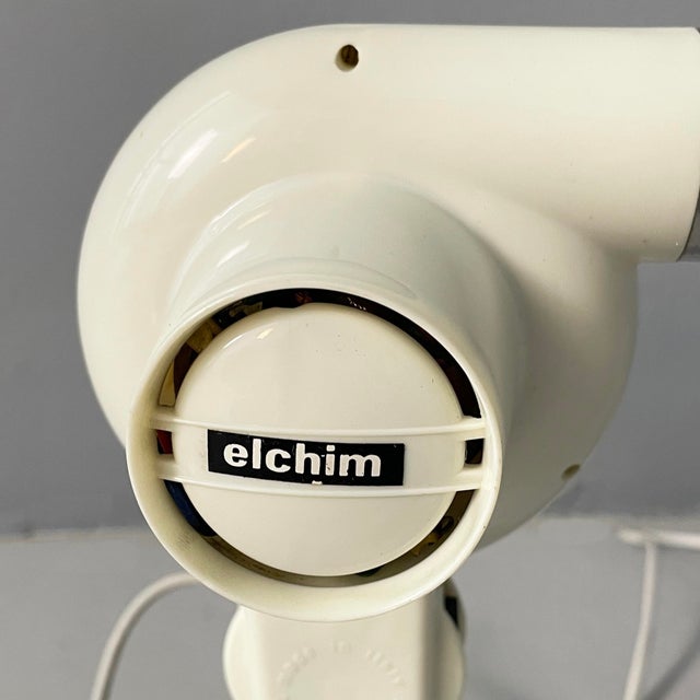 Italian Modern White Plastic and Metal Hair Dryer by Elchim, 1970s For Sale - Image 9 of 16