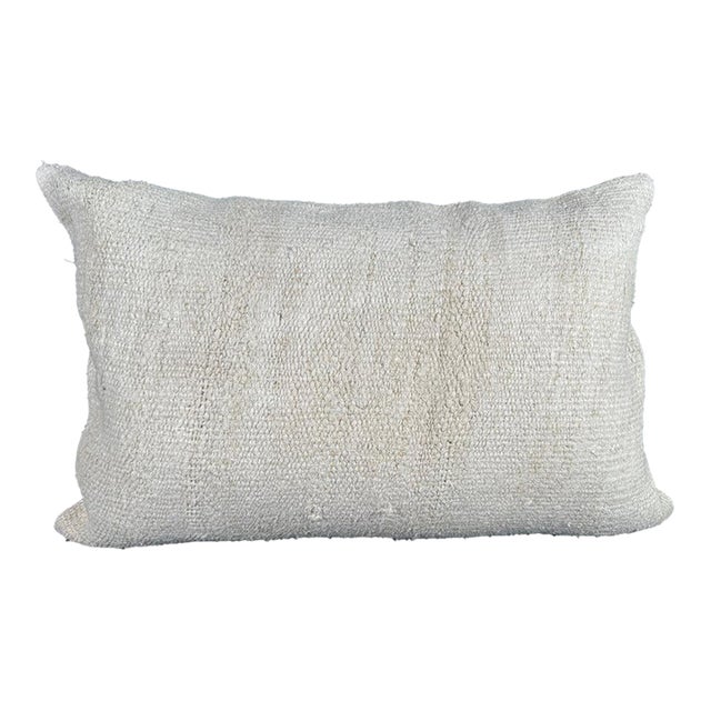 Turkish Hemp Pillow Cushion Natural Beige Pillow Cushion Cover 16" x 24" For Sale