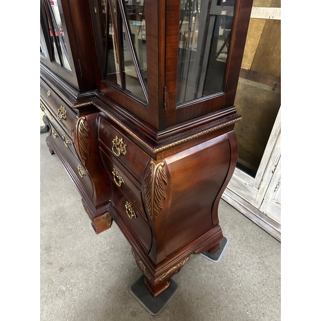 Brown 1990s Century Furniture Federal Style Mahogany Breakfront China Cabinet For Sale - Image 8 of 11