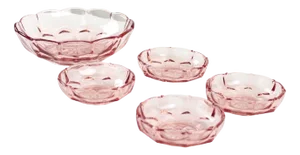 Rose Glass Bowls, Czechoslovakia, 1950s, Set of 5