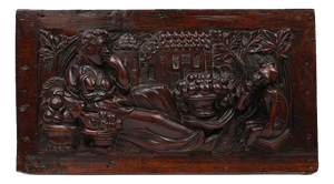 Gothic Hand-Sculpted Panel in Oak, Belgium, 17th Century
