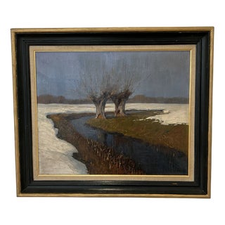 Raffaele De Grada, Paysage d'hiver, Oil on Canvas, Framed For Sale