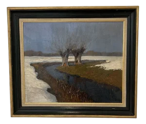 Raffaele De Grada, Paysage d'hiver, Oil on Canvas, Framed