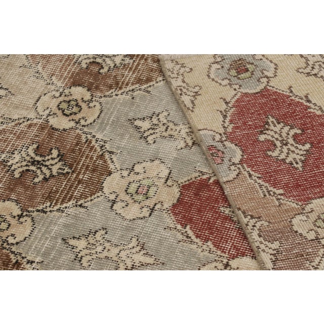 Beige Vintage Distressed Runner Rug, Beige-Red and Blue Medallion Pattern - Rug & Kilim For Sale - Image 8 of 8
