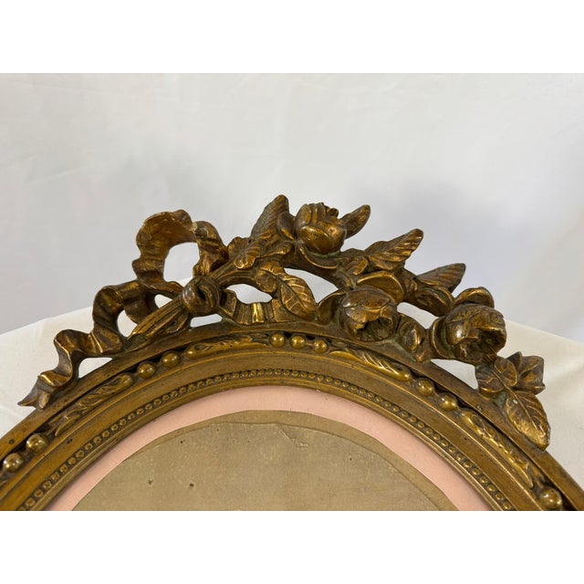 French Antique Papier Peint Garden Scene in a Water-Gilded Wood Frame For Sale - Image 3 of 13