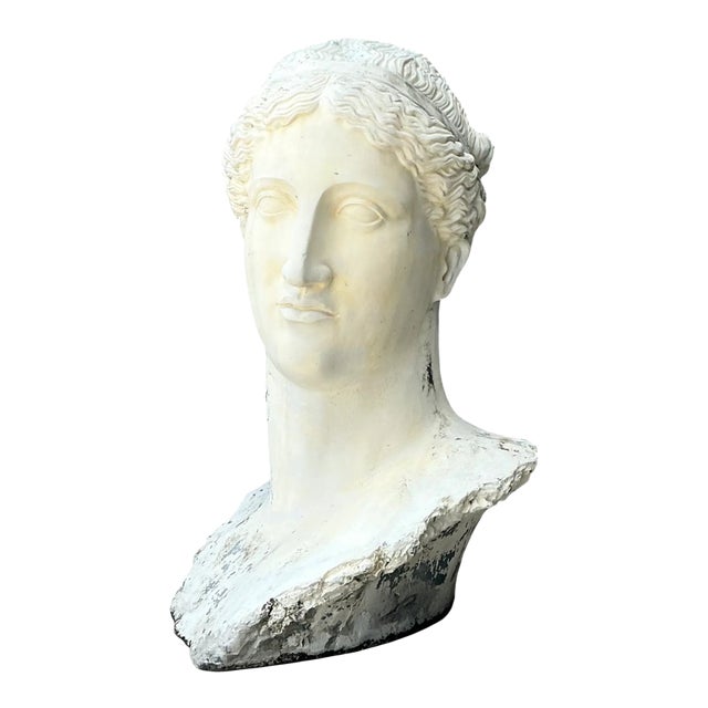 Vintage Monumental Fiberglass Roman Goddess Head Sculpture For Sale