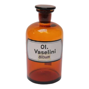 Vintage German Amber Glass "Ol. Vaselini" Apothecary Bottle